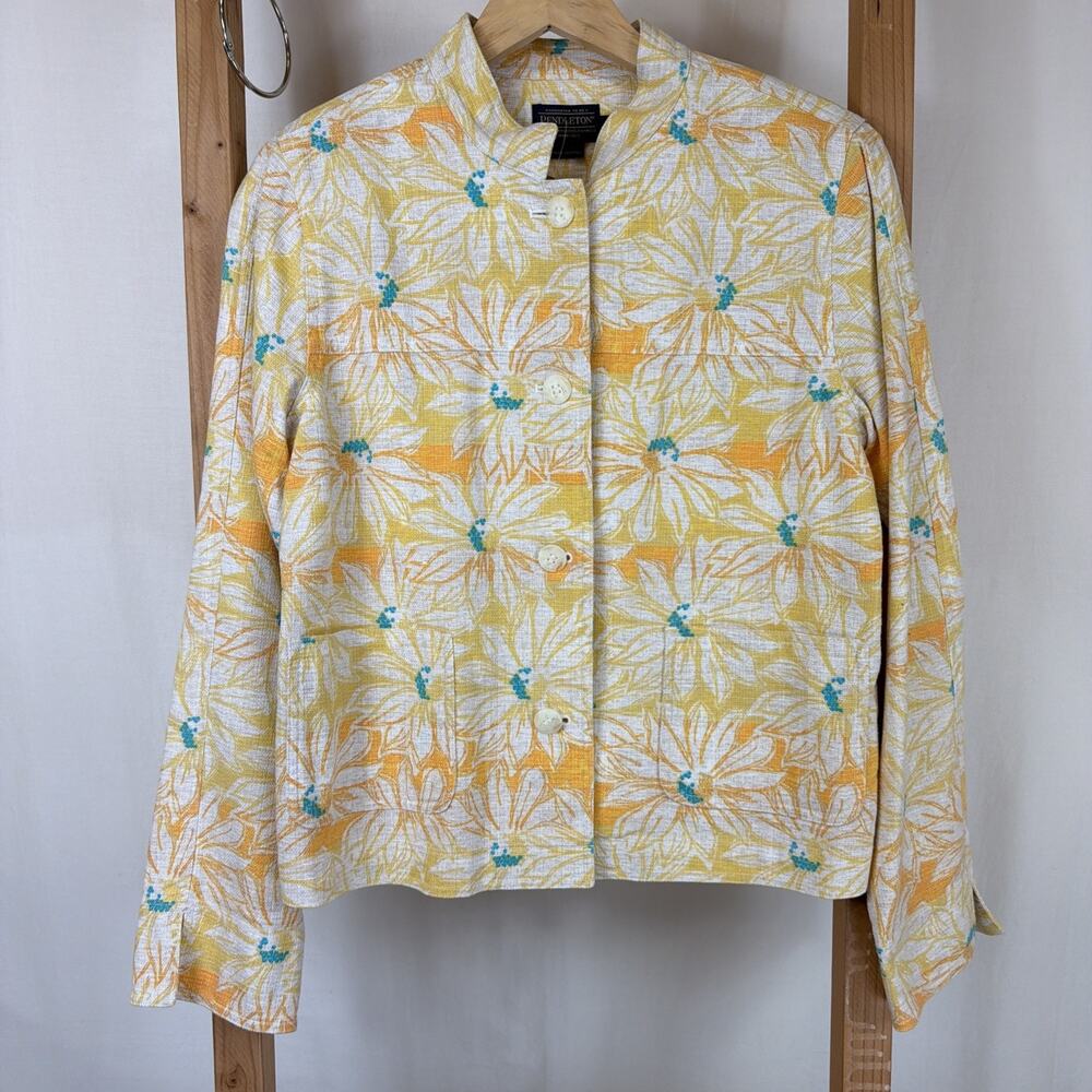 Pendleton Yellow Floral Pockets Button Up Lightweight Jacket #1266 Size MED